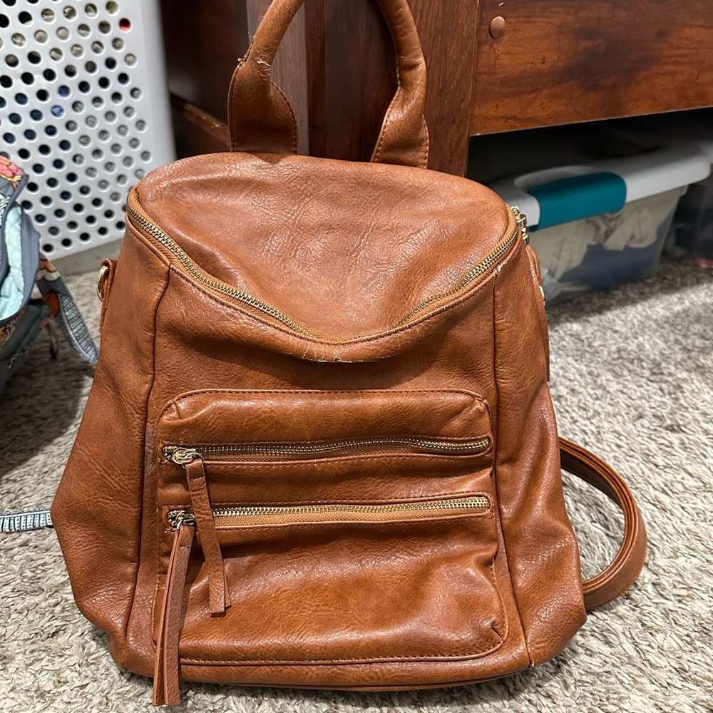 Stylish Tan Leather Backpack